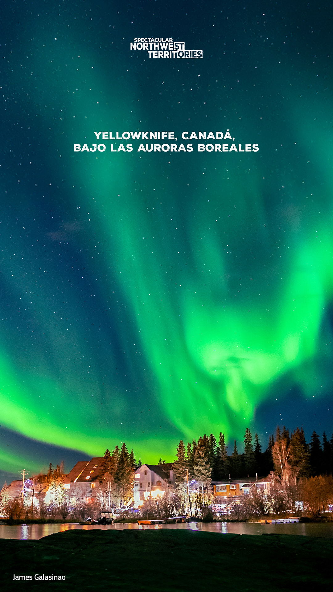 Yellowknife, Canadá, bajo las Auroras Boreales