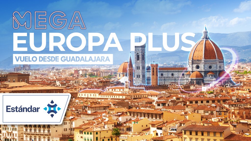 Mega Travel Mega Europa Plus Vuelo desde GDL