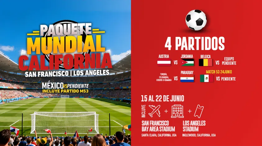 Paquete Mundial en California 2026
