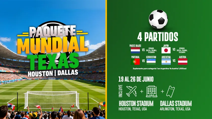 Paquete Mundial en Texas 2026